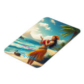 ヴィンテージスタイルハワイアントラベルホノルルフラガール マグネット (左側)