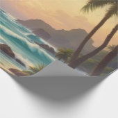 ヴィンテージスタイルハワイアントラベルホノルルフラガール ラッピングペーパー (角)