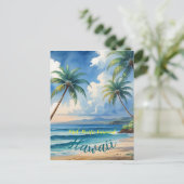 ヴィンテージスタイルハワイアントラベルホノルルブルーシー シーズンポストカード (スタンド正面)