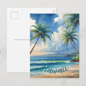 ヴィンテージスタイルハワイアントラベルホノルルブルーシー シーズンポストカード (正面/裏面)