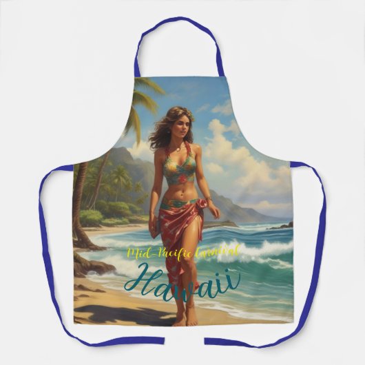 ヴィンテージスタイルハワイアントラベルホノルルミッドパシフィック エプロン (正面)
