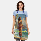 ヴィンテージスタイルハワイアントラベルホノルルミッドパシフィック エプロン (着用した状態)