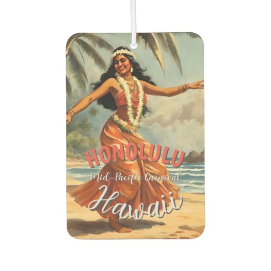 ヴィンテージスタイルハワイアントラベルホノルルミッドパシフィック カーエアーフレッシュナー (正面)