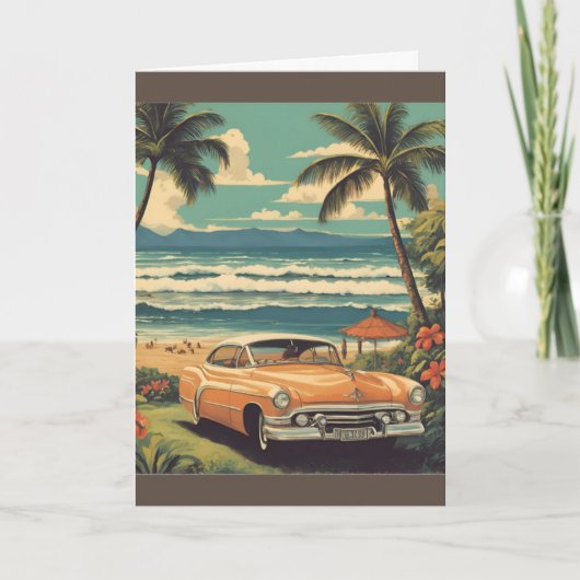 ヴィンテージスタイルハワイアントラベルホノルルミッドパシフィック カード (正面)