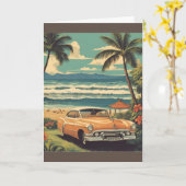 ヴィンテージスタイルハワイアントラベルホノルルミッドパシフィック カード (黄色い花)