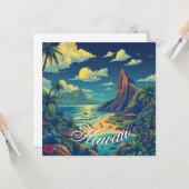 ヴィンテージスタイルハワイアントラベルホノルルミッドパシフィック カード (正面/裏面インサイチュ)