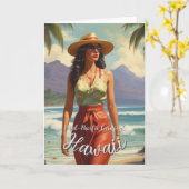 ヴィンテージスタイルハワイアントラベルホノルルミッドパシフィック カード (黄色い花)