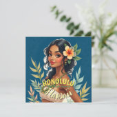 ヴィンテージスタイルハワイアントラベルホノルルミッドパシフィック カード (スタンド正面)