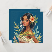 ヴィンテージスタイルハワイアントラベルホノルルミッドパシフィック カード (正面/裏面インサイチュ)