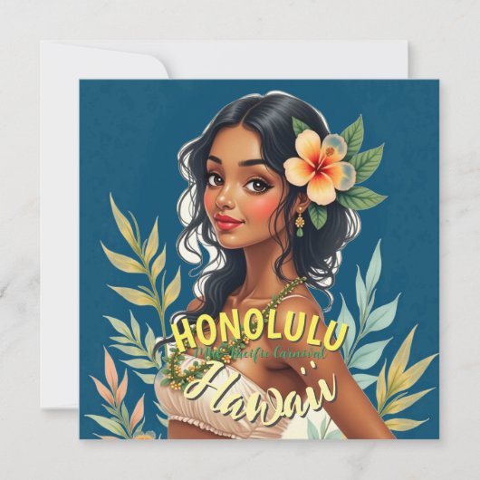 ヴィンテージスタイルハワイアントラベルホノルルミッドパシフィック カード (正面)