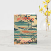 ヴィンテージスタイルハワイアントラベルホノルルミッドパシフィック カード (黄色い花)