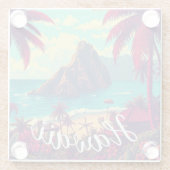 ヴィンテージスタイルハワイアントラベルホノルルミッドパシフィック ガラスコースター (裏面)