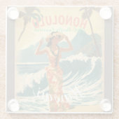 ヴィンテージスタイルハワイアントラベルホノルルミッドパシフィック ガラスコースター (裏面)