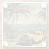 ヴィンテージスタイルハワイアントラベルホノルルミッドパシフィック ガラスコースター (裏面)