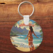 ヴィンテージスタイルハワイアントラベルホノルルミッドパシフィック キーホルダー (正面)