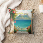 ヴィンテージスタイルハワイアントラベルホノルルミッドパシフィック クッション (ブランケット)