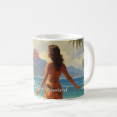 ヴィンテージスタイルハワイアントラベルホノルルミッドパシフィック コーヒーマグカップ (正面右)