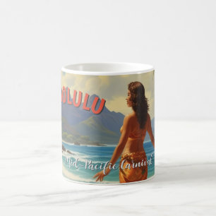 ヴィンテージスタイルハワイアントラベルホノルルミッドパシフィック コーヒーマグカップ