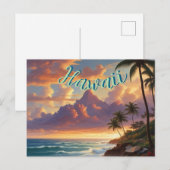 ヴィンテージスタイルハワイアントラベルホノルルミッドパシフィック シーズンポストカード (正面/裏面)