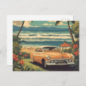 ヴィンテージスタイルハワイアントラベルホノルルミッドパシフィック シーズンポストカード (正面/裏面)