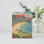 ヴィンテージスタイルハワイアントラベルホノルルミッドパシフィック シーズンポストカード (スタンド正面)