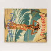 ヴィンテージスタイルハワイアントラベルホノルルミッドパシフィック ジグソーパズル (横)