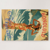 ヴィンテージスタイルハワイアントラベルホノルルミッドパシフィック ジグソーパズル (横)