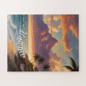 ヴィンテージスタイルハワイアントラベルホノルルミッドパシフィック ジグソーパズル (横)