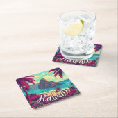 ヴィンテージスタイルハワイアントラベルホノルルミッドパシフィック スクエアペーパーコースター (インサイチュ)