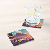 ヴィンテージスタイルハワイアントラベルホノルルミッドパシフィック スクエアペーパーコースター (インサイチュ)