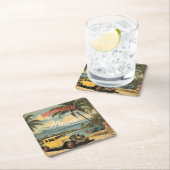 ヴィンテージスタイルハワイアントラベルホノルルミッドパシフィック スクエアペーパーコースター (インサイチュ)