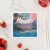 ヴィンテージスタイルハワイアントラベルホノルルミッドパシフィック スタンダードカクテルナプキン (インサイチュ)