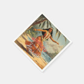 ヴィンテージスタイルハワイアントラベルホノルルミッドパシフィック スタンダードカクテルナプキン (角)