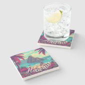 ヴィンテージスタイルハワイアントラベルホノルルミッドパシフィック ストーンコースター (横)