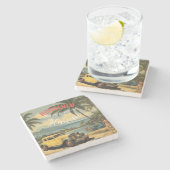 ヴィンテージスタイルハワイアントラベルホノルルミッドパシフィック ストーンコースター (横)