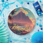 ヴィンテージスタイルハワイアントラベルホノルルミッドパシフィック ペーパープレート (パーティー)