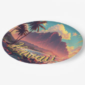 ヴィンテージスタイルハワイアントラベルホノルルミッドパシフィック ペーパープレート (アングル)