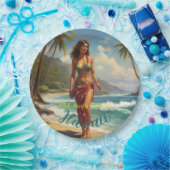 ヴィンテージスタイルハワイアントラベルホノルルミッドパシフィック ペーパープレート (パーティー)