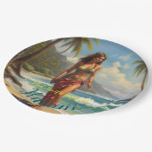 ヴィンテージスタイルハワイアントラベルホノルルミッドパシフィック ペーパープレート (アングル)