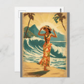 ヴィンテージスタイルハワイアントラベルホノルルミッドパシフィック ポストカード (正面/裏面)