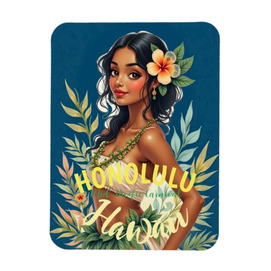 ヴィンテージスタイルハワイアントラベルホノルルミッドパシフィック マグネット (縦)