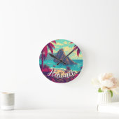 ヴィンテージスタイルハワイアントラベルホノルルミッドパシフィック ラウンド壁時計 (ホーム)