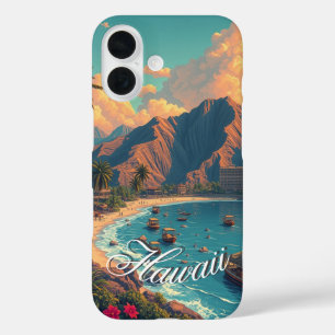 ヴィンテージスタイルハワイアントラベルホノルルミッドパシフィック iPhone 16ケース