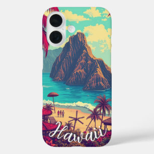 ヴィンテージスタイルハワイアントラベルホノルルミッドパシフィック iPhone 16ケース
