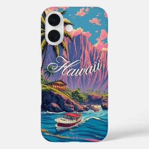 ヴィンテージスタイルハワイアントラベルホノルルミッドパシフィック iPhone 16ケース