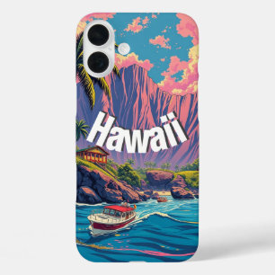 ヴィンテージスタイルハワイアントラベルホノルルミッドパシフィック iPhone 16 PLUSケース
