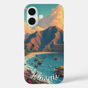 ヴィンテージスタイルハワイアントラベルホノルルミッドパシフィック iPhone 16ケース