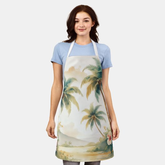 ヴィンテージスタイルハワイアントラベルホノルル エプロン (着用した状態)