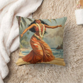 ヴィンテージスタイルハワイアン旅行フラガール踊り クッション (ブランケット)