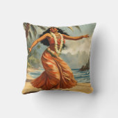 ヴィンテージスタイルハワイアン旅行フラガール踊り クッション (裏面)